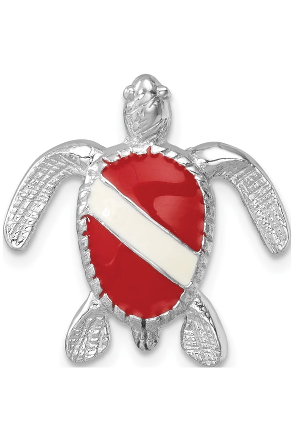 Sterling Silver Rhodium-plated Enameled Polished Dive Flag Turtle Chain Slide Material Primary Purity Treasure-worthy Glamorous Inspired Celebrate milestones with style and brilliance