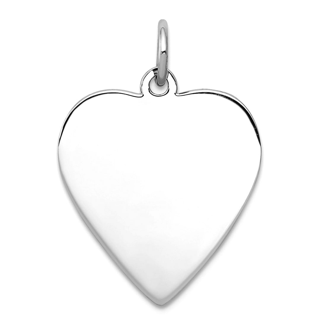 925 Sterling Silver Polished Engraveable Love Heart Disc Charm 25x18mm Wide Pendant Necklace for Women