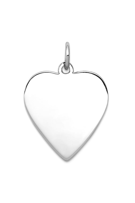 925 Sterling Silver Polished Engraveable Love Heart Disc Charm 25x18mm Wide Pendant Necklace for Women