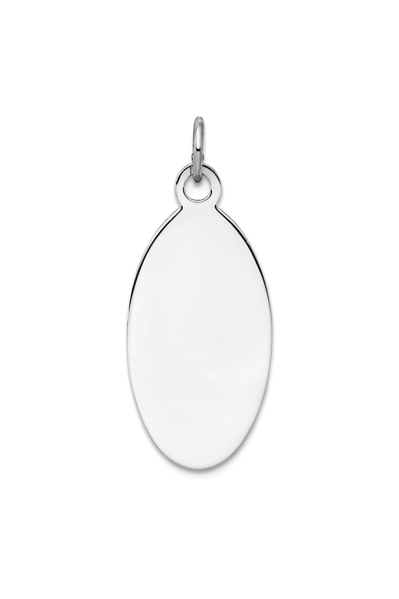 925 Sterling Silver Polished Engraveable Oval Disc Charm 29x12mm Wide Pendant Necklace for Women