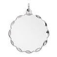 thumbnail image 1 of Sterling Silver Rhodium-plated Engraveable Polished Front & Satin Back Disc Charm, 1 of 3