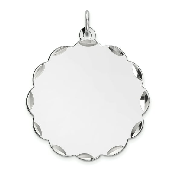Sterling Silver Rhodium-plated Engraveable Polished Front & Satin Back Disc Charm