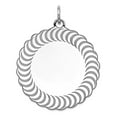 thumbnail image 1 of 925 Sterling Silver Solid Polished Engraveable Scalloped Patterned Charm 31x25mm Wide Pendant Necklace for Women, 1 of 2