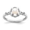 thumbnail image 1 of 925 Sterling Silver Polished Freshwater Cultured Pearl and Diamond Ring Size 10 2mm Wide Ring for Women, 1 of 6