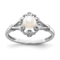 thumbnail image 1 of Sterling Silver Rhodium-plated FW Cultured Pearl & Diamond Ring, 1 of 6