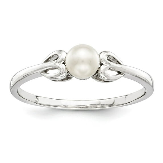 Sterling Silver Rhodium-plated FW Cultured Pearl Ring