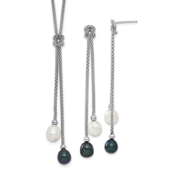 Sterling Silver FW Cultured Pearl Knot 18 in. Neck & Earring Set