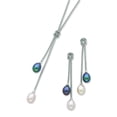thumbnail image 1 of Sterling Silver Rhodium-plated FWC Pearl Knot 18in Necklace/Earring Set QH4847SET, 1 of 4