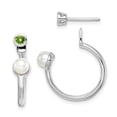 thumbnail image 1 of Sterling Silver Rhodium-plated FWC Pearl Peridot Front & Back Post Earrings QE14376PE, 1 of 4