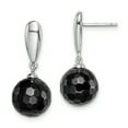 thumbnail image 1 of Sterling Silver Rhodium-plated Faceted 10mm Onyx Dangle Post Earrings, 1 of 3