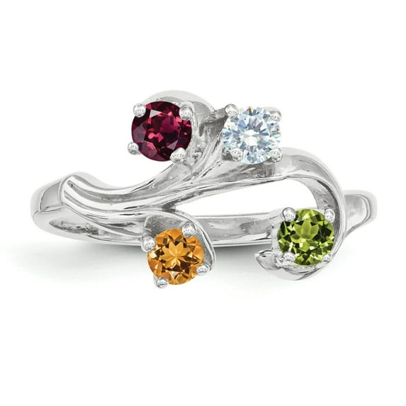 Sterling Silver Rhodium-plated Family Jewelry Mounting QXMR4/4SSM-9