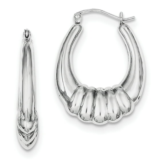Sterling Silver Rhodium-plated Fancy Hoop Earrings