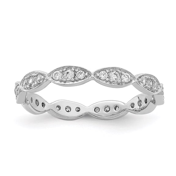 Sterling Silver Rhodium-plated Fancy Scalloped CZ Band QR6928