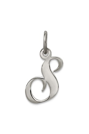 925 Sterling Silver Solid Polished Small Fancy Script Letter Name Personalized Monogram Initial S Charm 16x10mm Wide Pen