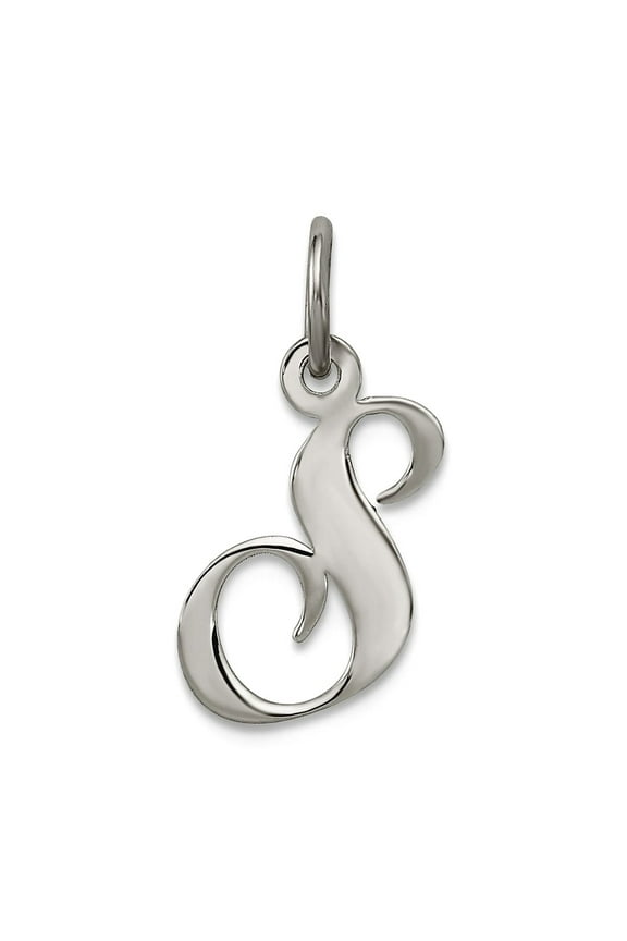925 Sterling Silver Solid Polished Small Fancy Script Letter Name Personalized Monogram Initial S Charm 16x10mm Wide Pen