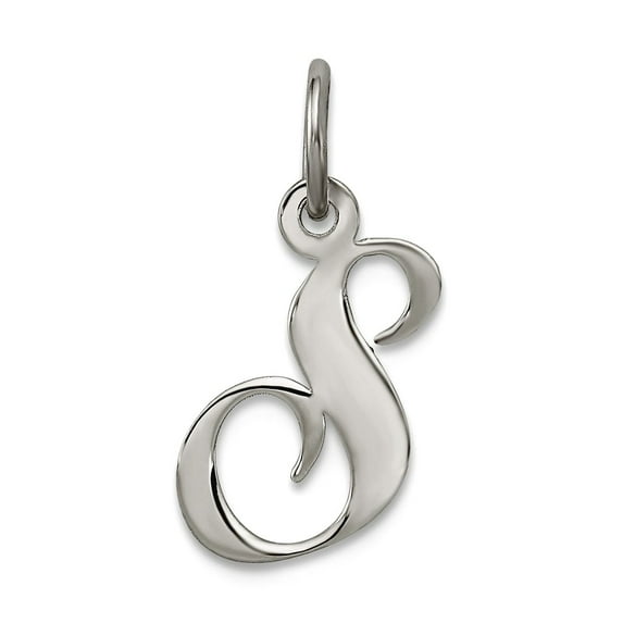 925 Sterling Silver Solid Polished Small Fancy Script Letter Name Personalized Monogram Initial S Charm 16x10mm Wide Pen