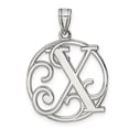 thumbnail image 1 of Sterling Silver Rhodium-plated Fancy Script Letter X Initial Pendant QC8999X, 1 of 4