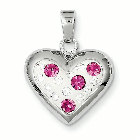 Finest Gold Sterling Silver Rhodium-Plated & Ferido Stellux Crystal Heart Pendant