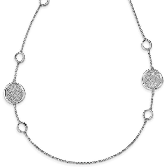 Sterling Silver Rhodium-plated Filigree Necklace - 32"- Made In Italy Chain