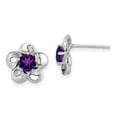 thumbnail image 1 of Sterling Silver Rhodium-plated Floral Amethyst Post Earrings, 1 of 2