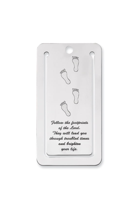 Sterling Silver Rhodium-plated Footprints Poem Book Mark with Tassel QQQ389
