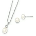 thumbnail image 1 of Sterling Silver Rhodium-plated FreshwaterC Pearl Necklace & Stud Ear Set, 1 of 1