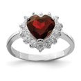 thumbnail image 1 of Sterling Silver Rhodium-plated Garnet & CZ Ring, 1 of 6