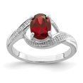 thumbnail image 1 of Sterling Silver Rhodium-plated Garnet & Diamond Ring, 1 of 6