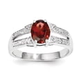 thumbnail image 1 of Sterling Silver Rhodium-plated Garnet & Diamond Ring, 1 of 1