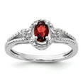 thumbnail image 1 of Sterling Silver Rhodium-plated Garnet & Diamond Ring, 1 of 7