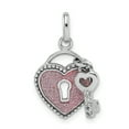 thumbnail image 1 of Sterling Silver Rhodium-plated Glitter Infused Heart and Key Pendant, 1 of 3