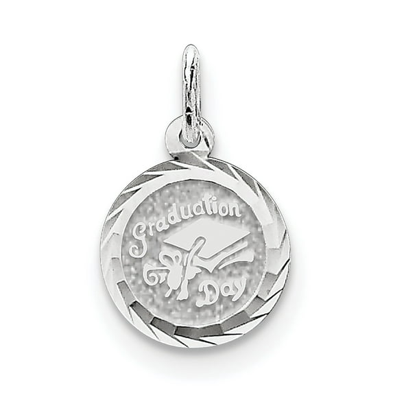 925 Sterling Silver Solid Graduation Day Disc Charm 21x13mm Wide Pendant Necklace for Women