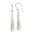 thumbnail image 1 of Sterling Silver Rhodium-plated Hammered Teardrop Dangle Earrings, 1 of 3