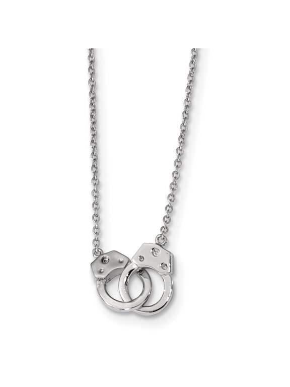 Sterling Silver Rhodium-plated Handcuff Necklace