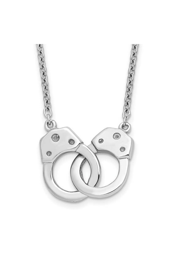 Sterling Silver Rhodium-plated Handcuff Necklace (Weight: 2.4 Grams, Length: 18 Inches)