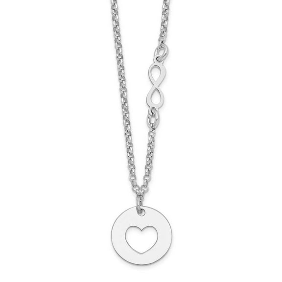 Finest Gold Sterling Silver Rhodium-Plated Heart & Infinity with 1 in. Extension Necklace