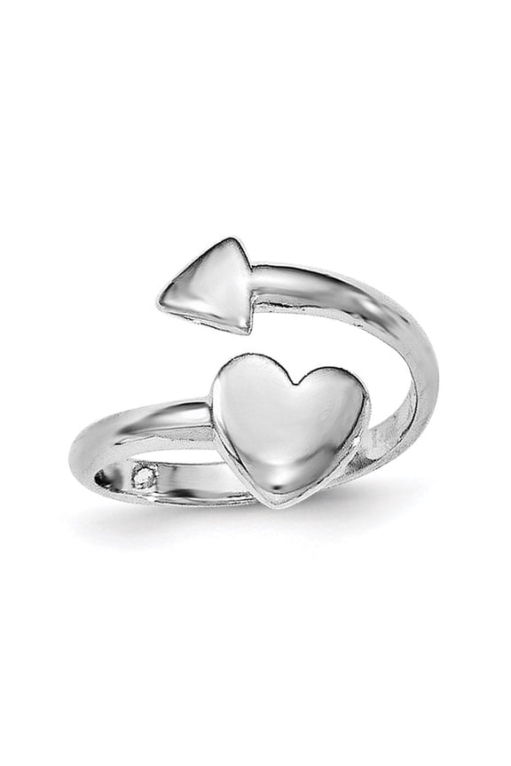 Sterling Silver Rhodium-plated Heart w/Arrow Toe Ring Size