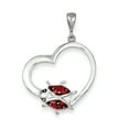 thumbnail image 1 of Sterling Silver Rhodium-plated Heart with Enameled Ladybug Pendant QP2412, 1 of 2