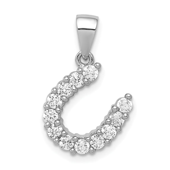 925 Sterling Silver Polished Cubic Zirconia Pendant Necklace 14x14mm Wide Pendant for Women