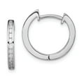 thumbnail image 1 of Sterling Silver Rhodium-plated In & Out Pav Hinged Hoop Earrings, 1 of 2
