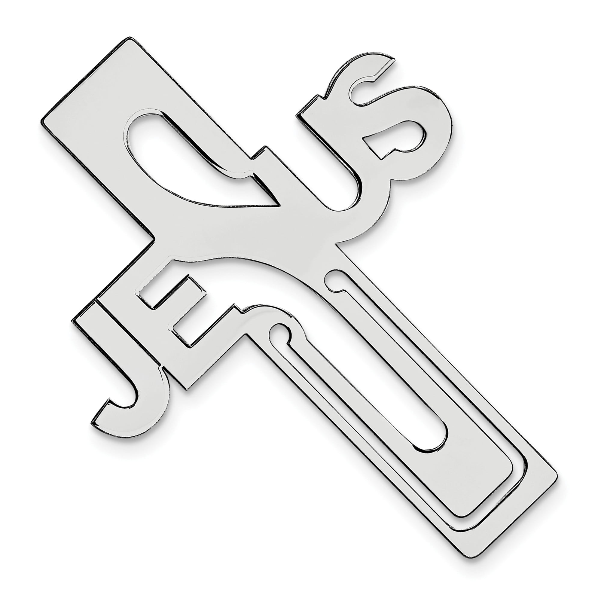 Sterling Silver Rhodium-plated Jesus Cross Bookmark