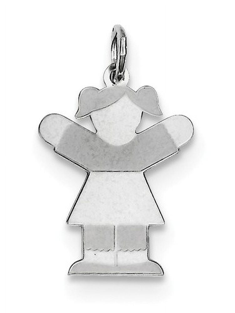 925 Sterling Silver Solid Polished Laser-cut Charm 24x15mm Wide Pendant Necklace for Women
