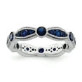 thumbnail image 1 of Sterling Silver Rhodium-plated Lab Cr Blue Spinel Eternity Band QR7017, 1 of 5