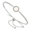 thumbnail image 1 of Sterling Silver Rhodium-plated Lab Created Opal & Cubic Zirconia Adjustable Bracelet, 1 of 4