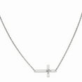 thumbnail image 1 of Sterling Silver Rhodium-plated Large D/C Sideways Cross Necklace, 1 of 1