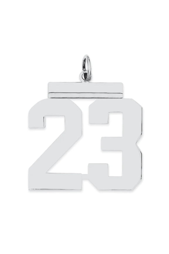 Sterling Silver Rhodium-plated Large Polished Number 23 Charm