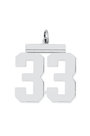 Sterling Silver/Rhodium-plated Polished Number 33 Charm