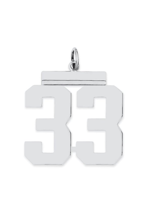 Sterling Silver/Rhodium-plated Polished Number 33 Charm