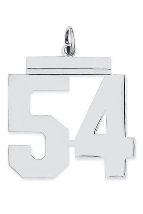 Sterling Silver/Rhodium-plated Polished Number 54 Charm