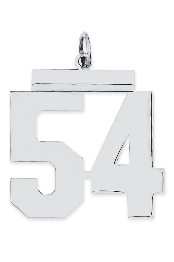 Sterling Silver/Rhodium-plated Polished Number 54 Charm